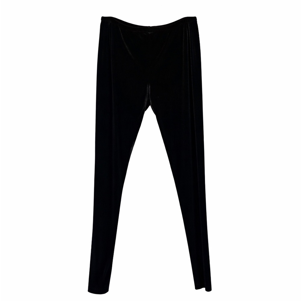 Chico’s Black Velvet Leggings Pull On Stretch Skinny Pants Size 3